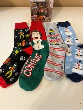 Buddy the ELF Men’s Socks Christmas Fun Gift 4 Pairs For Shoe Size 8-12. NEW